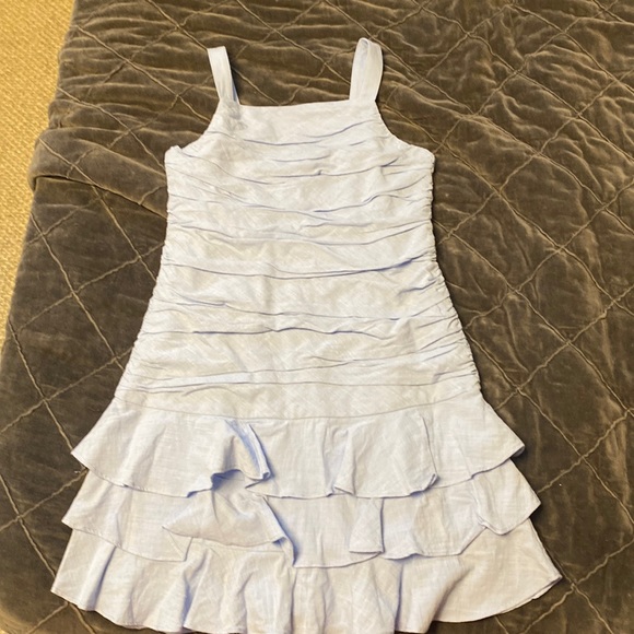 Bardot Girl's Ruched Mini Dress, Cornflower blue size 14 - Picture 2 of 8